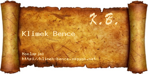 Klimek Bence névjegykártya